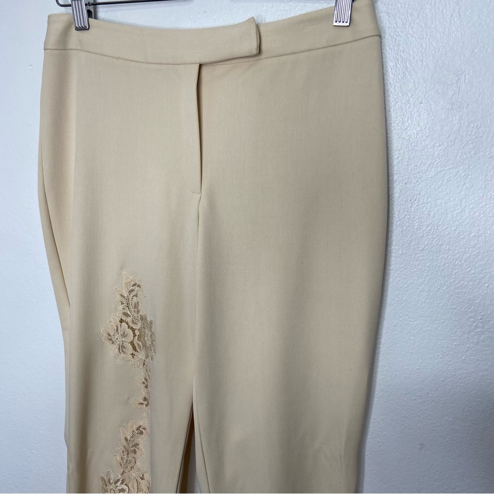 Casadei Floral Lace Inlay Cream Pants - Picture 4 of 7